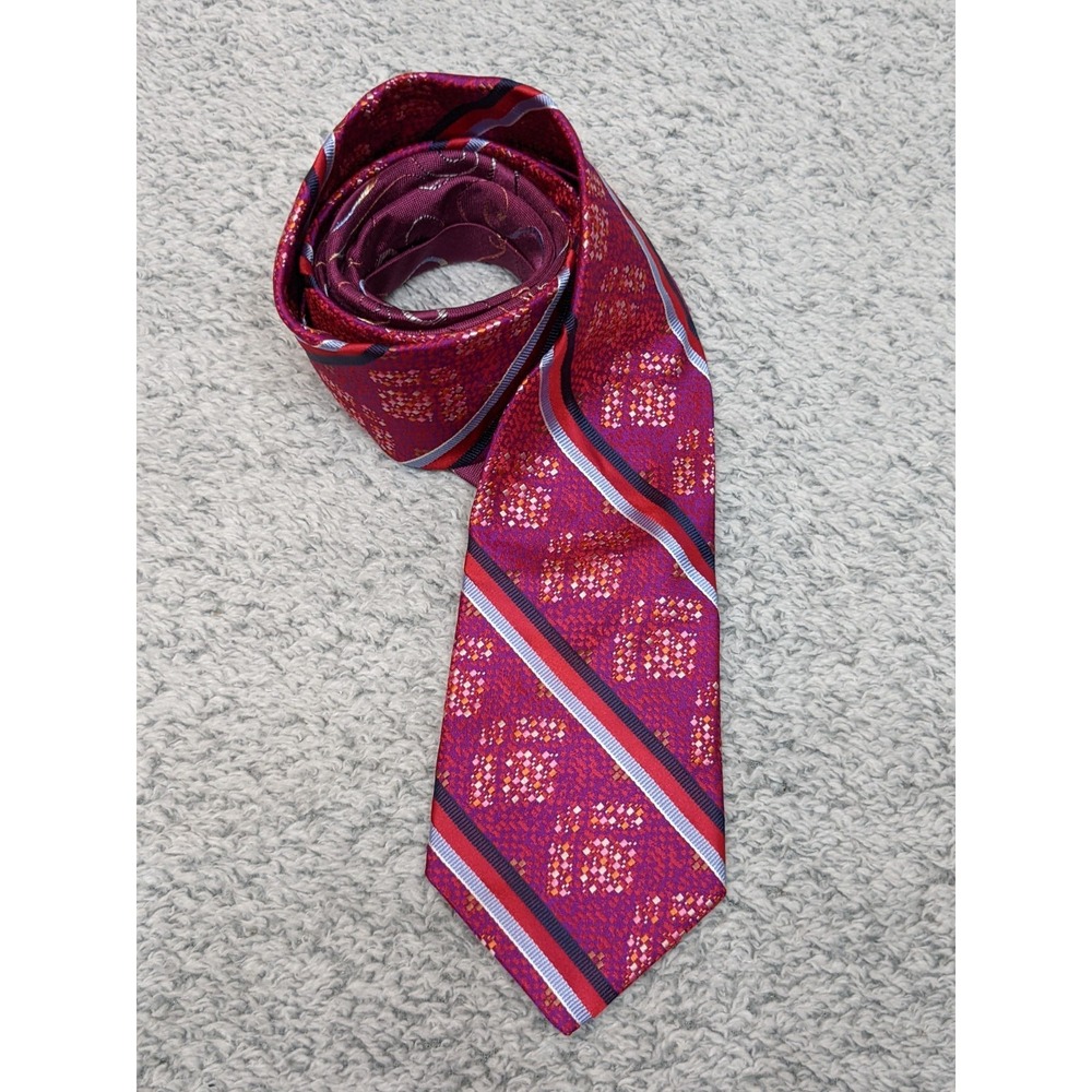 Robert Graham 100%‎ Silk Tie Abstract Pink Stipe Knowledge Wisdom Truth USA 60"